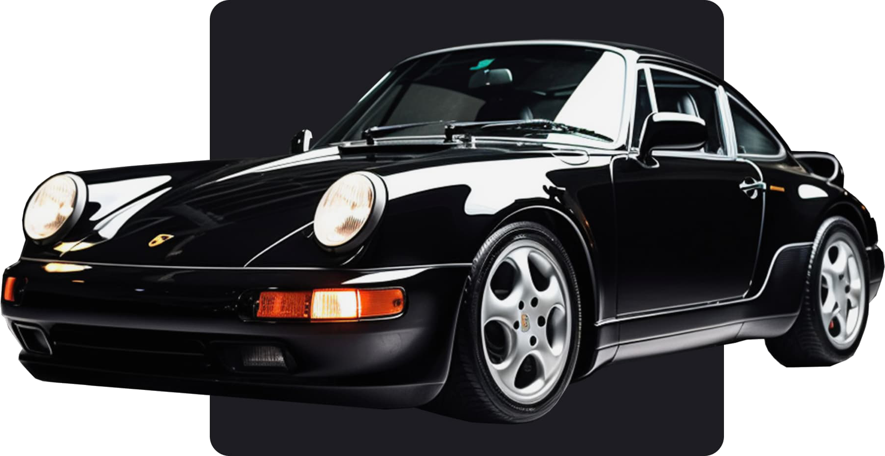Klassischer Porsche 911 in schwarzem Lack.